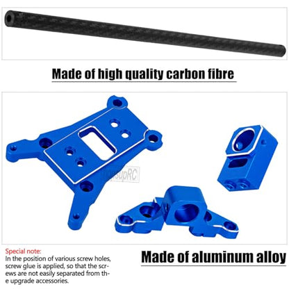 RC Carbon Fibre& Aluminum #6730 Chassis Brace Kit Upgrades Part for 1/10 Slash 4X4 LGG (VXL),Rustler 4WD (VXL) Heavy Duty Chassis Brace Hops Up.Navy Blue - color: Navy Blue ( for 1/10)