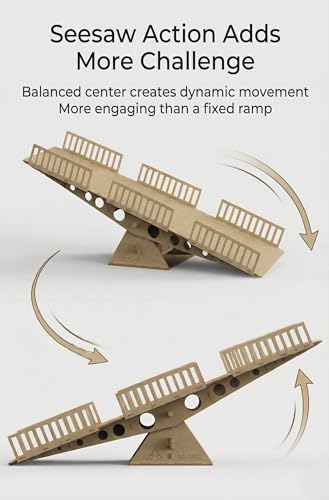 RC Crawler Seesaw Bridge, Course Obstacle for 1/18 and 1/24 Mini Crawlers | Single laser-cut HDF kit with glue; for many SCX24, TRX4M and FCX24 setups; RC car and other obstacles not included - size: Seesaw Bridge