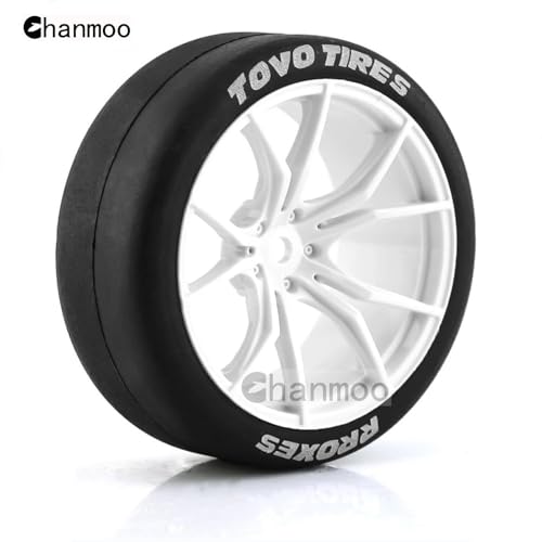 1/10 RC Drift Tires and Plastic Wheels Rims Rally Racing Tyres 12mm Hex for 1:10 Scale On Road Touring Street Car Tamiya Traxxas HPI KYOSHO XV02 XV01 TT01 TT02 PTG2 A959 4PCS (A White) - color: A White