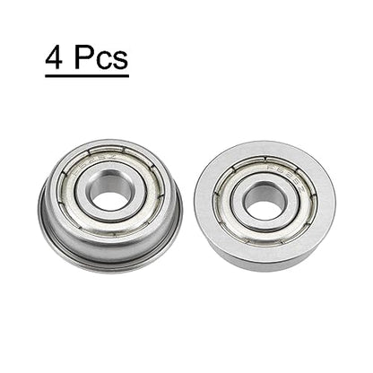 uxcell F625ZZ Flanged Ball Bearing 5x16x5mm Double Shielded Chrome Steel Flange Bearings, 4pcs - size: 5x16x5mm