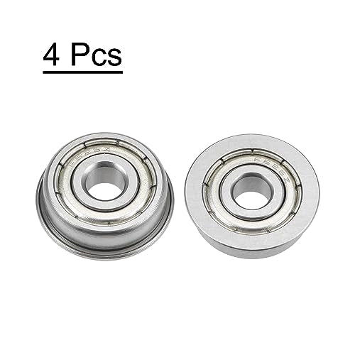 uxcell F625ZZ Flanged Ball Bearing 5x16x5mm Double Shielded Chrome Steel Flange Bearings, 4pcs - size: 5x16x5mm