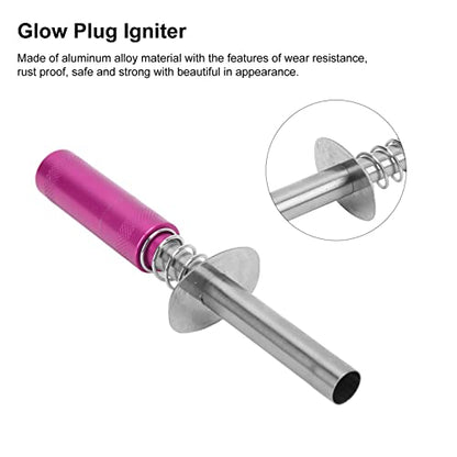 Glow Plug Igniter RC Starter Kit with N3 Glow Plug, RC Engine Igniter for Methanol Fuel Oil Powered Vehicles, Aluminum Alloy Glow Plug Starter for HSP 80103 RC Car, Aircraft, Ships (Rose Red) - color: Rose Red