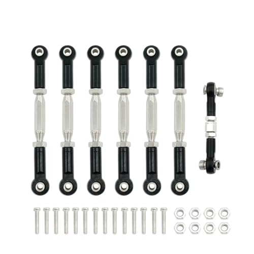 RC Car Accessories for Traxxas for Slash 4X4 2WD 1/10 1:10 1 Set Aluminum Turnbuckle Camber Link End Adjustable Kit RC Car Upgrade Parts(Black) - color: Black