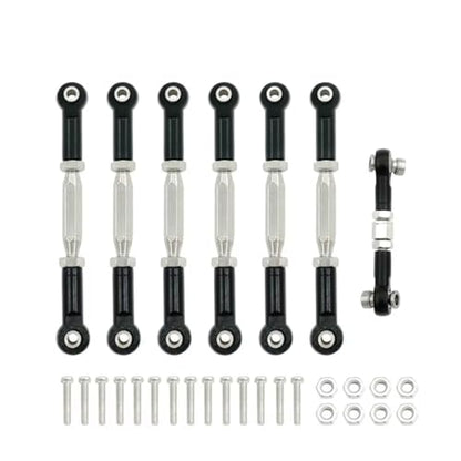RC Car Accessories for Traxxas for Slash 4X4 2WD 1/10 1:10 1 Set Aluminum Turnbuckle Camber Link End Adjustable Kit RC Car Upgrade Parts(Black) - color: Black
