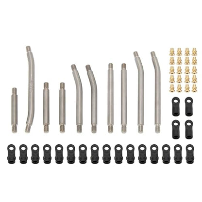 MEUS Racing SCX24 Links High Clearance Chassis Links & Steering Links Set for Axial SCX24 C10 Bronco Wrangler 1/24 RC Crawler, Titanium - color: Titanium