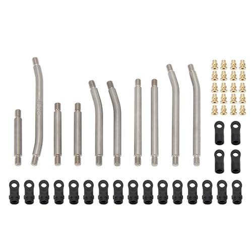 MEUS Racing SCX24 Links High Clearance Chassis Links & Steering Links Set for Axial SCX24 C10 Bronco Wrangler 1/24 RC Crawler, Titanium - color: Titanium