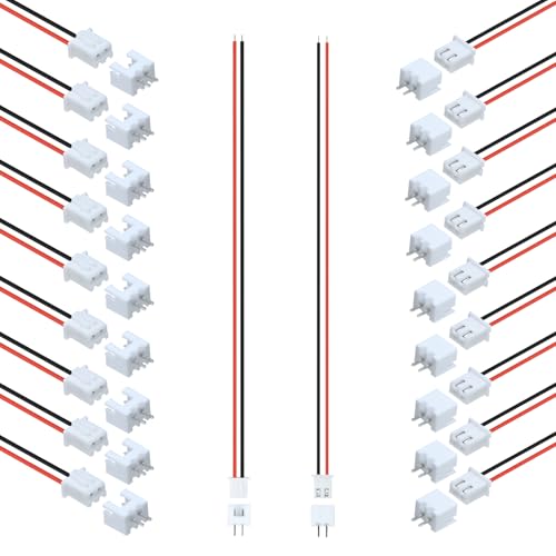 20Pairs JST-XH 2.54mm 2Pin Header Connector Kit with Male and Female Connectors Adapter 200mm 26AWG Flat Wire Cable Compatible with JST XH Plug Adapter (2P) - color: 2P