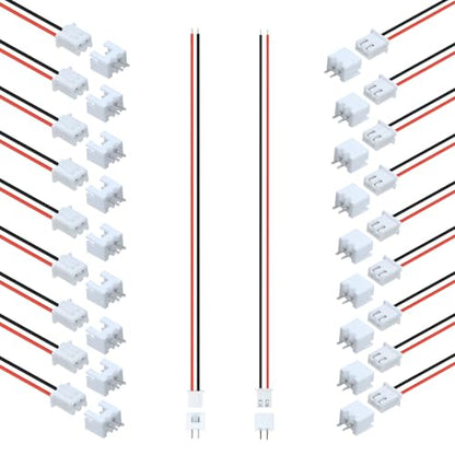 20Pairs JST-XH 2.54mm 2Pin Header Connector Kit with Male and Female Connectors Adapter 200mm 26AWG Flat Wire Cable Compatible with JST XH Plug Adapter (2P) - color: 2P