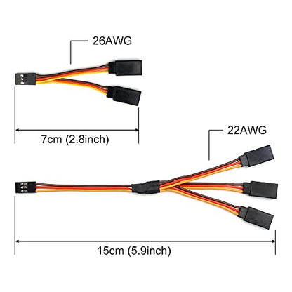 9 Pcs JR/Futaba Style Servo Y Harness Leads Splitter Cable Male to Female Extension Lead Wire for RC Airplane Cars Models