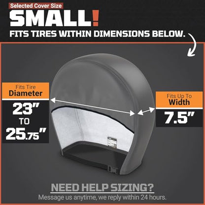 TIRESHIELD PRO Trailer Tire Covers (Set of 2) - Heavy Duty All-Weather UV-Resistant Protective Wheel Covers w/StormLock-System - Year-Round Protection for Your Trailer Tires w/ 23-25.75" Diameter - size: Small - Fits Tire Diameters 23-25.75", style: TIRES