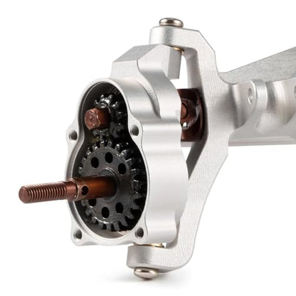 Aluminum CP43 Offset Portal Axles with BTA Servo Mount, Front Rear Silver | With S2 Steel Shaft, 7.19:1 Gear Ratio, 195mm Pin to Pin Width, Fits 1/10 Comp Rigs H10 Capra SCX10 III - color: Silver Set