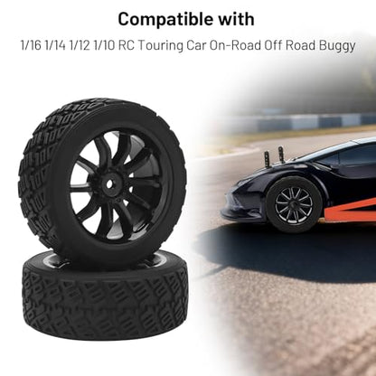 RC On Road Wheels and Tires, daitoku 12mm Hex RC Rally Racing Car Tires for 1/16 1/14 1/12 1/10 RC Touring Car On-Road Off Road Buggy - Style D - style: Style D