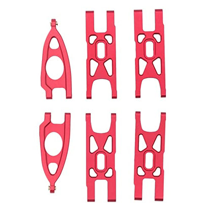 1 10 RC Front and Rear Suspension Arm Set Aluminum Alloy Upgrade Accessories for 1 10 Remote Control Car High Strength Metal Suspension Arms with Stable Performance (Red) - color: Red