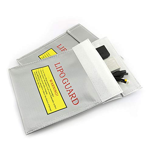 RLECS 2pcs RC Lipo Safe Bag Fireproof Lipo Guard Silver Lithium Charging Bag Battery Sack 18x23cm - size: Sx2