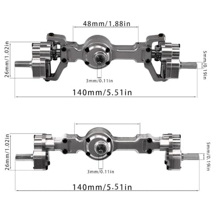 Metal Front & Rear Portal Axle Assembly Set for WPL C14 C24 B14 B24 B16 B36 C64 C64-1 C74 C74-1, Aluminum Axle Housing with Steel Gears, Steering Cups Tie Rods, 5mm RC Upgrade Parts (Titanium) - color: Titanium