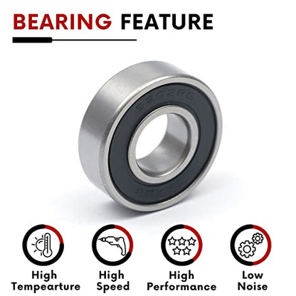 10 PCS 6202-2RS Double Rubber Sealed Bearings 15x35x11mm, Deep Groove Ball Bearings 15x35x11mm, Deep Groove Ball Bearing ABCE-3 Pre-Lubricated, Chromium Bearing Steel (6202-2RS, 10) - size: 6202-2RS