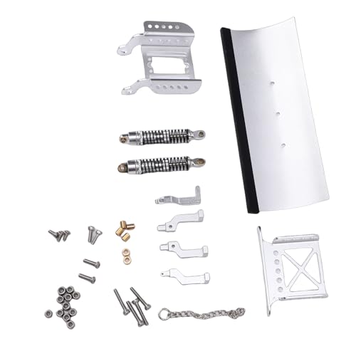 1/18 RC Metal Snow Plow, Alloy Replacement Snow Plow, Hydraulic Damping for RC Crawler Car with Shock Absorption for Winter Scenes & Obstacle Clearing (Silver) - color: Silver