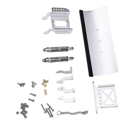 1/18 RC Metal Snow Plow, Alloy Replacement Snow Plow, Hydraulic Damping for RC Crawler Car with Shock Absorption for Winter Scenes & Obstacle Clearing (Silver) - color: Silver