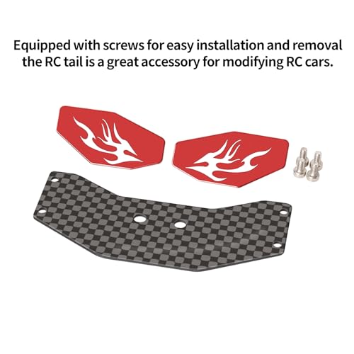 RC Rear Wing Carbon Fiber RC Tail Wing for Losi 1/24 Micro-B 2WD Buggy RC Car Upgrade Parts (Red) - color: Red