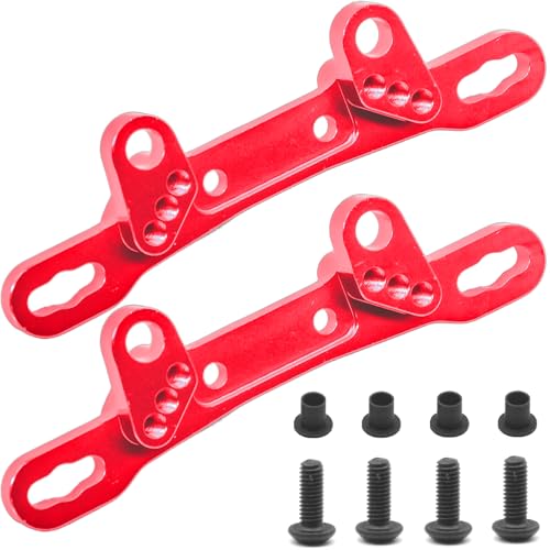 Aluminum Alloy Front & Rear Shock Towers for Tamiya TT02 1/10 RC Car – Precision CNC Machined RC Car Shock Mount, TT02 Alloy Shock Absorber Plate Lightweight & Durable Upgrade Parts Red - color: Red