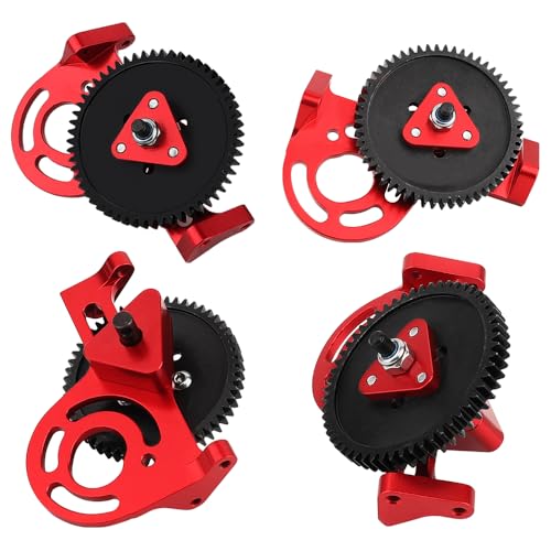 LCG Metal Prefixal Gearbox Set with 30% Overdrive Gear Front Motor Transmission Transfer Case for Axial 1/10 RC Crawler SCX10 I II 90046 Capra TRX4 Upgrades (red) - color: Red