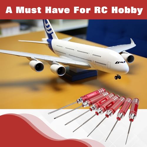 Hex Screw Driver Set 7 PCS RC Tool Kits 0.9, 1.27, 1.3, 1.5, 2.0, 2.5, 3.0mm Metric Hex Driver Set Micro Hexagon Allen Wrench Screwdriver Kit for RC Car Drone Multi-Axis Helicopter Models