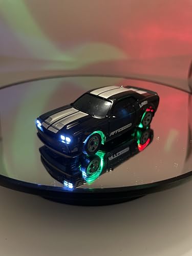 Mini RC Drift Car 1:64 Scale, Remote Control Car with LED Lights & 2-Speed Modes, Upgraded 2.4G Wireless Radio Remote Control for Multi-Users Challenge (Black) - color: Black