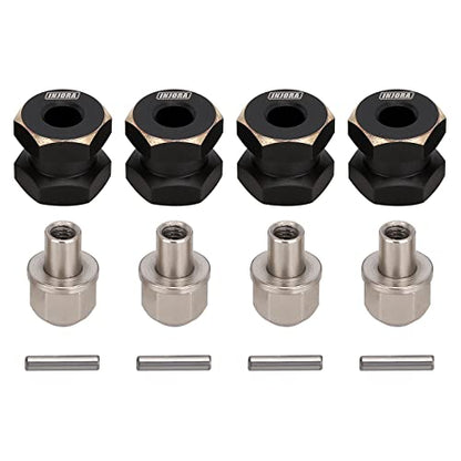 INJORA 12mm Black Brass Wheels Hex Hubfor 1/10 Axial SCX10 & SCX10 II - size: 12mm