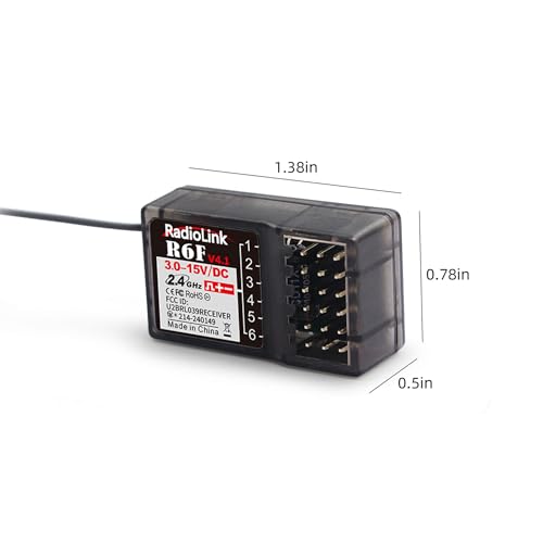 Radiolink R6F 2 PCS 2.4Ghz RC Car/Boat Receivers 6 Channels Low Response Latency RC Training Lightweight for Remote Controller RC4GS V3 RC6GS V3 RC8X (No Gyro)