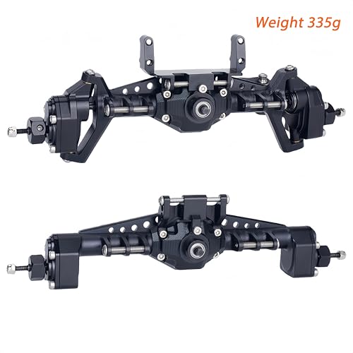 UTB18 CNC Aluminum Portal Axle Set — Complete Front & Rear Upgrade for Axial UTB18 Capra 1/18 RC Crawler, Total Weight 335g (Black) - color: Black