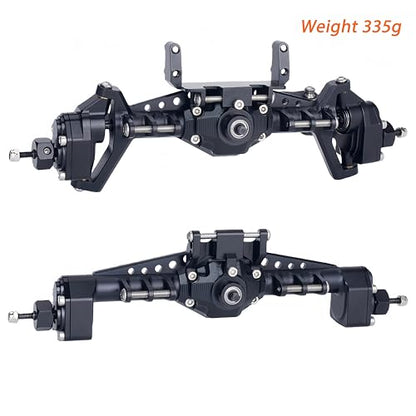 UTB18 CNC Aluminum Portal Axle Set — Complete Front & Rear Upgrade for Axial UTB18 Capra 1/18 RC Crawler, Total Weight 335g (Black) - color: Black