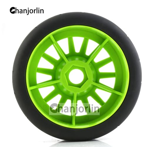 1/8 RC On Road Car Tires And Wheels Rims 17mm Hex 103mm Rubber Rally Tyres For 1:8 Scale RC On-Road Racing Car HPI WR8 HSP Hobao ARRMA Redcat Losi Kyosho VRX RC Rally Drift Car 4PCS (Green A) - color: Green a