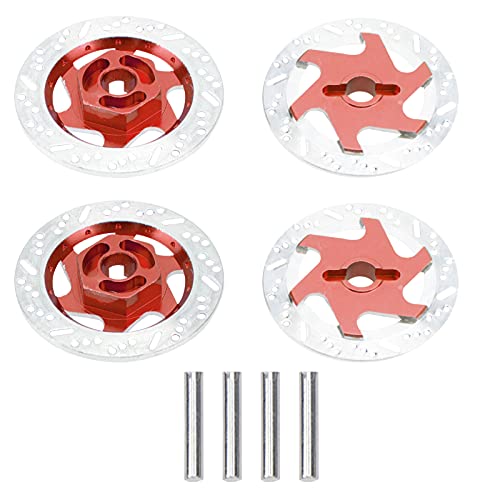 4Pack ShareGoo Metal 12mm Hex Hub Wheel Rim Tires Brake Disc Compatible with Traxxas Tamiya HSP HPI Redcat Racing 1/10 RC On-Road Car (Red) - color: Red