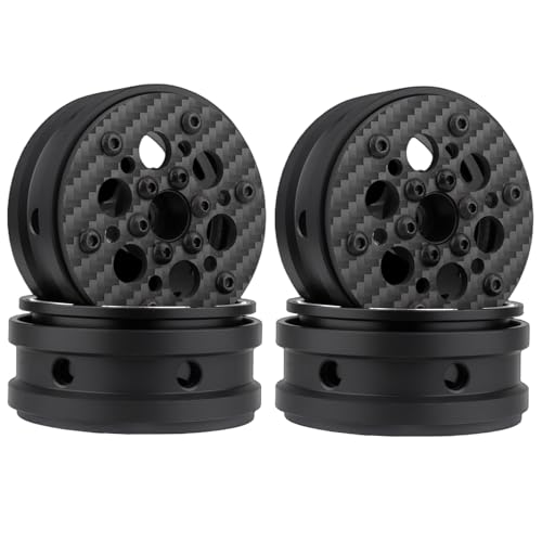 HobbyPark Carbon Fiber 1.9 Beadlock Wheels Rims for TRX4 SCX10 1/10 Crawler Car 1.9 inch Beadlocks Upgrades (Style A) - style: Style A