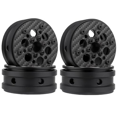 HobbyPark Carbon Fiber 1.9 Beadlock Wheels Rims for TRX4 SCX10 1/10 Crawler Car 1.9 inch Beadlocks Upgrades (Style A) - style: Style A