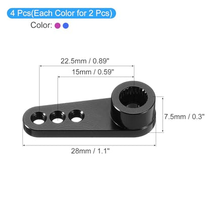 MECCANIXITY Metal 25T 25 Teeth Steering Servo Single Arm Horn Purple & Black for DIY RC Car/Boat/Airplane Boat Accessories 4 Pcs