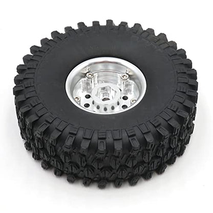 4pcs 1.9 Beadlock Wheels and Tires Height 120mm Tyre & Aluminum Rims with Heavy Metal Rings for 1/10 RC Mud Crawler Truck SCX10 TRX4 CC01, HS700651