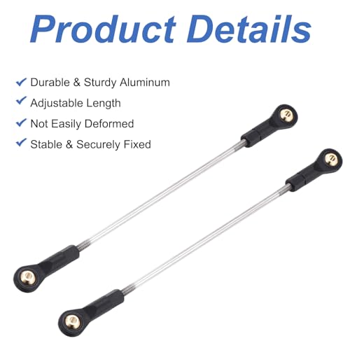 MECCANIXITY 4Pcs Adjustable Turnbuckles Camber Links, 134-144mm Turnbuckle Rod Steering Servo Linkage with M3 Ball Head Rod Ends for RC Car Replace Parts DIY - size: 134-144mm