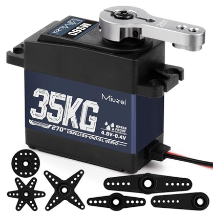 35kg High Torque RC Servo Motor Coreless Metal Gear 270 Degree (1) | Steering Servo Digital Waterproof for Arduino 1/8 1/10 RC Crawler Car Robotic DIY