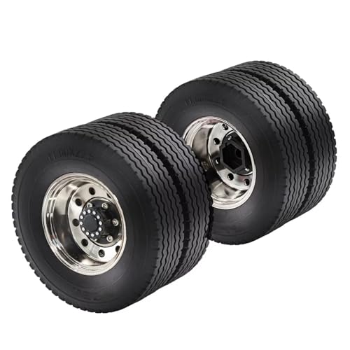 RC Cars Spare Parts Compatible with Tamiya 1/14 RC Truck Cars Upgrade Parts Spare Accessories for Universal Metal Wheel Rim Tire Set(Rear) - size: Rear