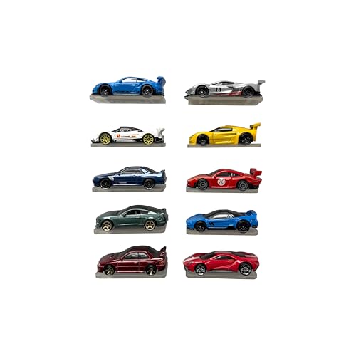 Triple Seven Wall Mount Display Holder - Easily Show Off Your Die-Cast Collection on Drywall - Quick and Simple Pushpin Installation - Holds & Displays Standard Cars - size: (Pack of 10) CLEAR