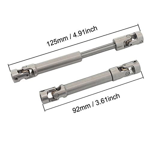 2Pcs Stainless Steel Drive Shafts 92-125mm for 1/10 RC Crawler | 3.62inch-4.91inch,Copper joint,Sturdy,Silver - size: 92mm-125mm