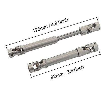 2Pcs Stainless Steel Drive Shafts 92-125mm for 1/10 RC Crawler | 3.62inch-4.91inch,Copper joint,Sturdy,Silver - size: 92mm-125mm