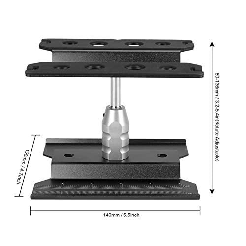 RC Model Car Rotation Repair Station, 1/8 1/10 Scale Car Work Stand, Adjustable Height 80-136mm with Rotating Lock, Durable Aluminum Alloy Platform for RC Car (Black) - color: Black