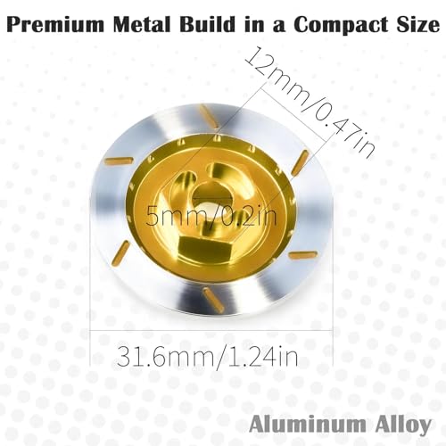 Brake Discs with 12mm Hex Hub for 1/10 Scale RC Cars - Aluminum Alloy Upgrade Kit for Drift, On-Road Car - CNC Machined Performance Part with Anodized Finish Gold - color: Gold