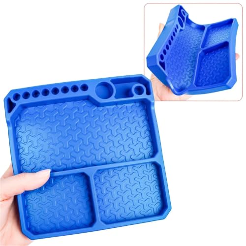 1/10 1/18 1/24 Rc Car Organizer Tray Silicone Tool Holder Storage Box 155x155mm Models Upgrade Replacement Modify Parts RC Car Repair Kit - color: Black