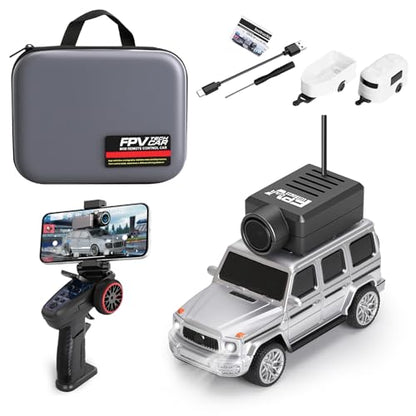 Wltoys 1:64 FPV RC Drift Car, 720P WiFi APP, 2.4GHz Gyro (Silver) | HD Camera with Real‑time Video. Dual Control: Remote or Phone App. 3 Speeds & Suspension. LED Lights for Hobbyists - color: Sliver