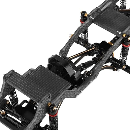 LCG 6x6 8×8 Carbon Fiber Chassis Frame with Metal Axles for 1/24 RC Crawler Car Axial SCX24 Refit Kit (6x6 Black) - color: 6x6 Black