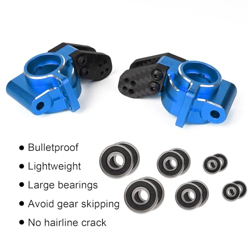 Aluminum Rear Hub Stub Axle Carriers for ARRMA 6S 1/8 Mojave TYHPON | Infraction FIRETEAM Felony RC Alloy Hub Rear Steering Knuckles Caster Blocks C-Hubs w/Bearings Replace Parts #AR330193 - color: Blue, size: Rear Hub(Thin)