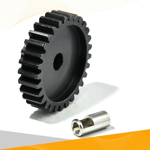 M1.5 29T Pinion Gear 8mm Bore with 8mm to 5mm Shaft Adapter Sleeve, Chromium Steel Motor Gear with Set Screw & Hex Key for Traxxas ARRMA Losi 1/5 1/8 RC Cars - size: 29T